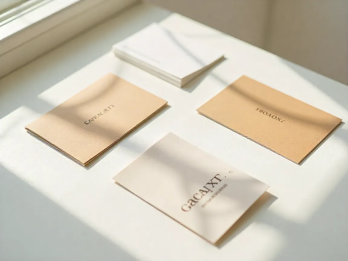 Sample of different business card paper materials and finishes